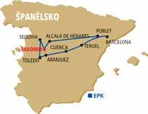 Poklady španělského kulturního dědictví UNESCO > ŠPANĚLSKO Klášter Poblet Alcalá de Henares Madrid El Escorial Segovia Toledo Aranjuez Cuenca Teruel Barcelona 1.