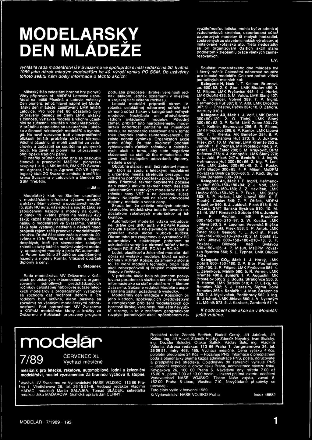 jehož hlavní náplní byl Modelářský den mládeže, zajišťovaný LMK letiště Letovice.