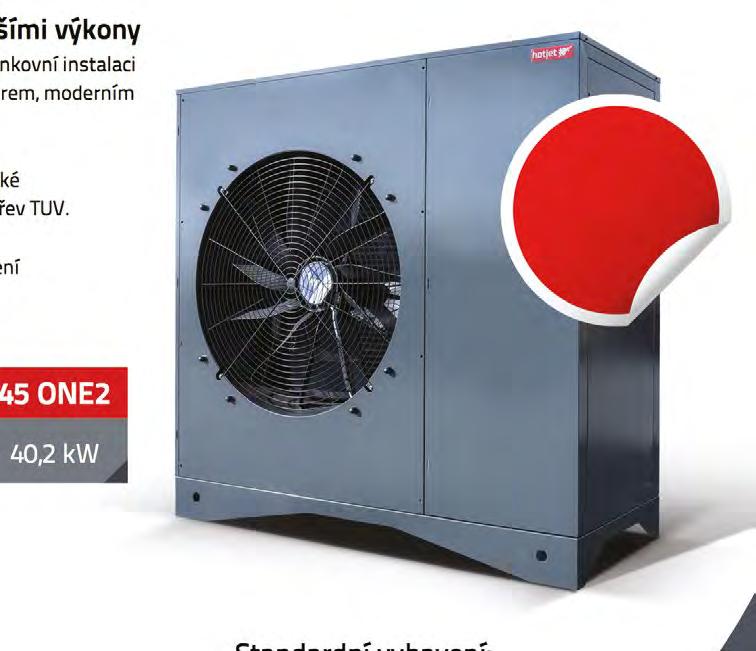 27 S/EVI 30,10 kw*) 35 S/EVI 33,60 kw*) 50 S 44,40 kw*) *) Výkon při při A7/W35 HOTJET 25-45 ONE2 kompaktní systémy s vyššími výkony Kompaktní monoblok pro rychlou venkovní instalaci se vyznačuje