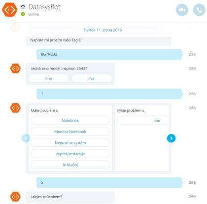 Příklad použití v ČR Dell podpora - Datasys Provede řešením závady na počítači Zeptá se na Service tag číslo počítače