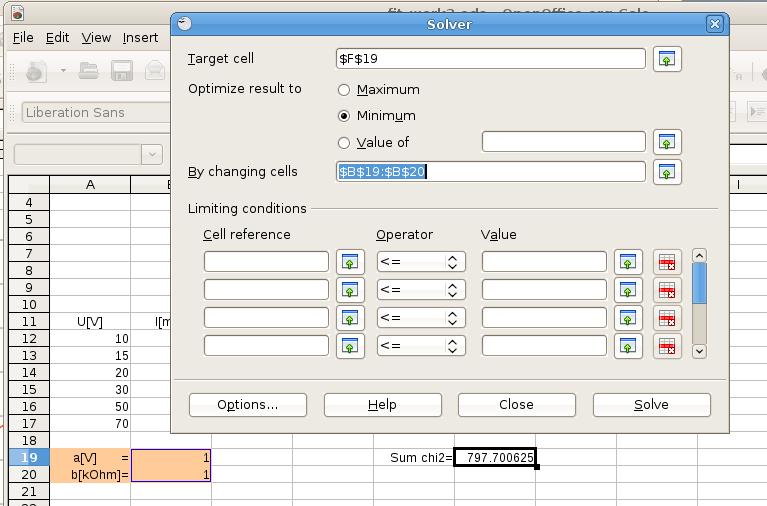 Fitování v Excelu (OpenOffice,.