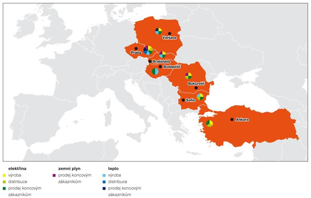 SKUPINA ČEZ V EVROPĚ Působení Skupiny ČEZ v energetice podle teritoria 12 Pozn.