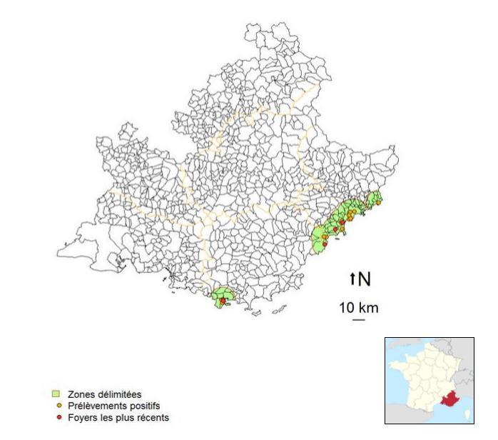 2. Mapa vymezených oblastí Provensálsko-Alpy-Azurové pobřeží (Francie)
