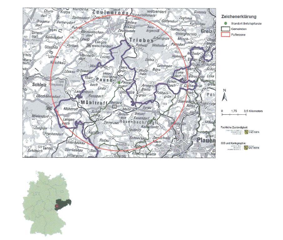 3. Mapa vymezené oblasti mezi Saskem a Durynskem
