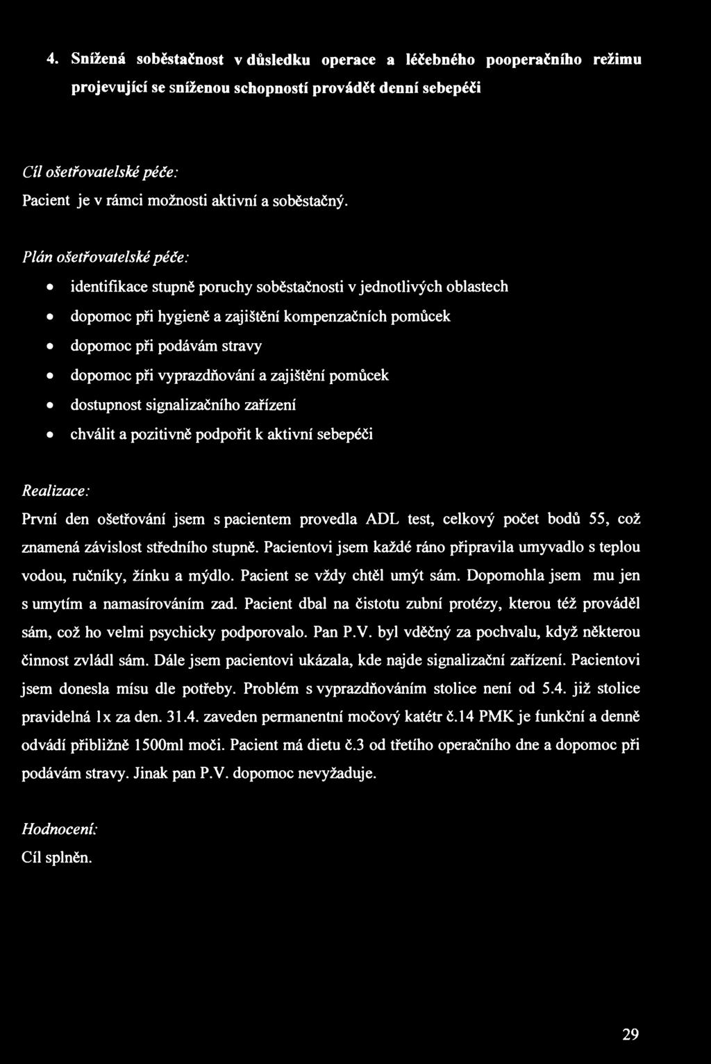 Ošetřovatelská kazuistika pacienta po operaci plic - PDF Stažení zdarma