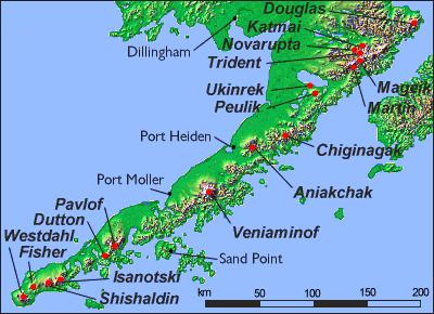 Aleutské pohoří (Aleutian Range) začíná na aleutském ostrově Unimak a přes Aljašský poloostrov až téměř k