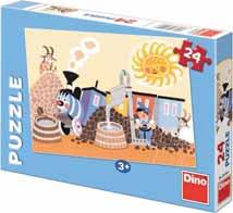 depem! Puzzle z odolného kartonu s pohádkovou lokomotivou se skládá z 24 dílků.