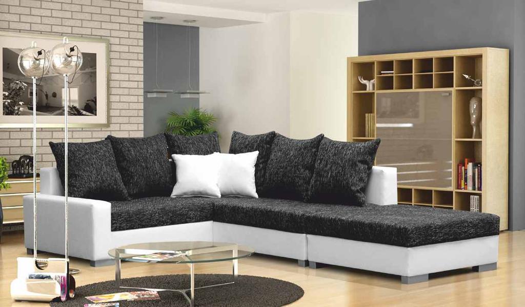 Rohová sedací souprava + taburet, L/P, nové