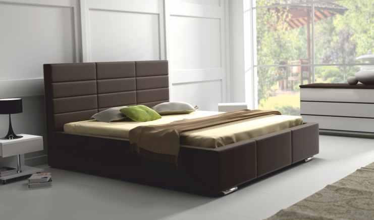 160x200 cm lůžko, DTD laminovaná, v ceně s roštem (3-zónové) a pružinovou matrací typu Futon ve vzorovaném bavlněném potahu, ŠxVxD: 178x29/64x218 cm.
