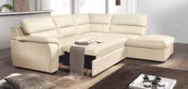 Vás! BIANCO WHITE CREME HELLGRAU ROT SCHWARZ kožená rohová rozkládací sedací souprava s úložným prostorem,