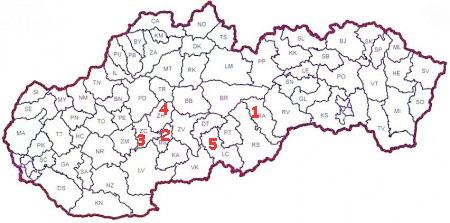 KATEGÓRIA E 5. 9. ročník základnej školy alebo 1. 4. ročník gymnázia s osemročným štúdiom 5 bodov 1. K názvom jednotlivých lokalít (A,B,...) výskytu rôznych surovín priraď správne číslo (1,2,.