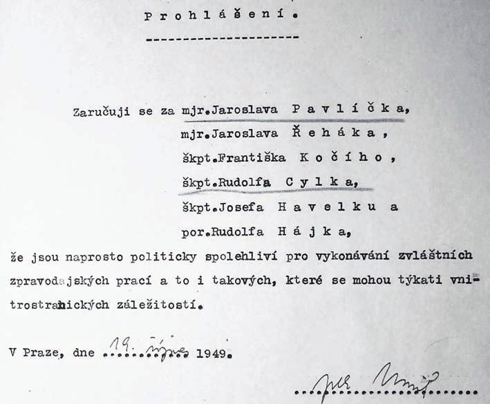 Složení skupiny projednával J. Musil s B. Reicinem. J. Musil navrhoval, aby se vedoucím skupiny stal buď plk. A. Horák, nebo pplk. J. Řehák. B. Reicin Musilovy návrhy odmítl a vydal pokyn, aby se vedoucím skupiny stal pplk.