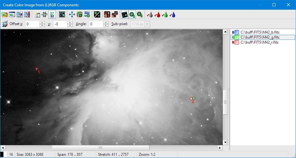 Barevné snímky mohou být vytvářeny nástrojem (L)RGB Add Tool. Tento nástroj je podrobně popsán v uživatelské příručce programu SIPS. Obr.