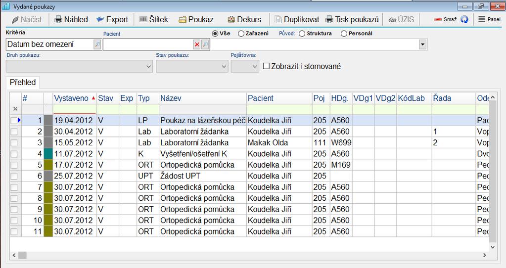 Pokud stisknete tlačítko základní zobrazení, vrátí se tento formulář do původního zobrazení.