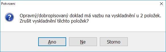 Program zobrazí informativní dialog: Pro korekci je nutno vystavit opravný doklad nad příjmovým dokladem (platbě kartou).