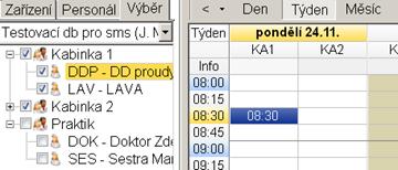 Požadovaná procedura (pracovník) se zvolí až při vytváření objednávky. Dojde-li při hromadném objednávání ke kolizi objednávek, tzn.