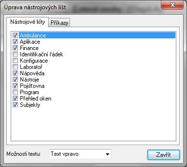 Informační panel V tomto panelu se zobrazují důležitá data, týkající se pacienta. Panel je konfigurovatelný přes pravé tlačítko myši.