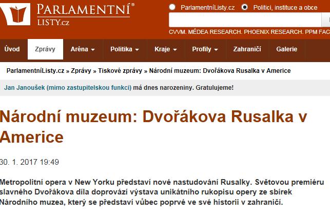 Parlamentní listy Národní muzeum: Dvořákova