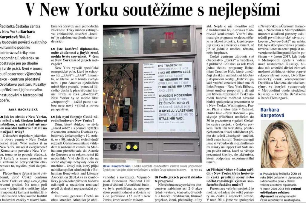 Lidové noviny V New Yorku soutěžíme s