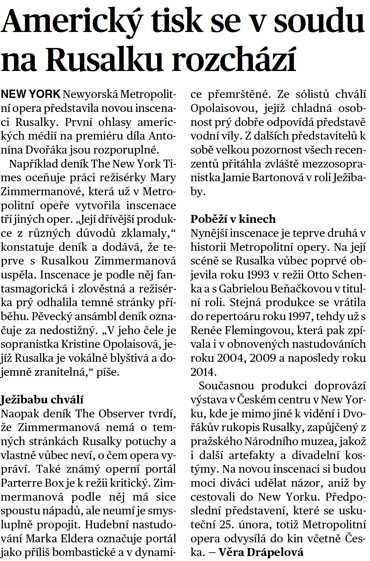 MF Dnes Americký tisk se v soudu na Rusalku