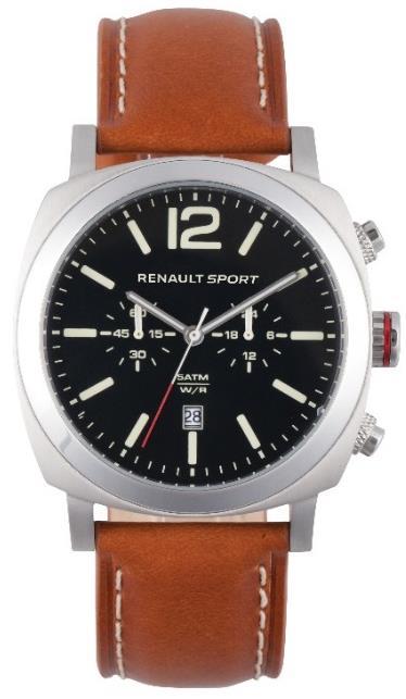 > 77 11 471 074 4 790 Kč Chronografické hodinky Renault Sport Pouzdro ciferníku z nerez oceli, kožený pásek s prošitím. Klasické zapínání. Chronografický strojek Quartz, minerální sklo.