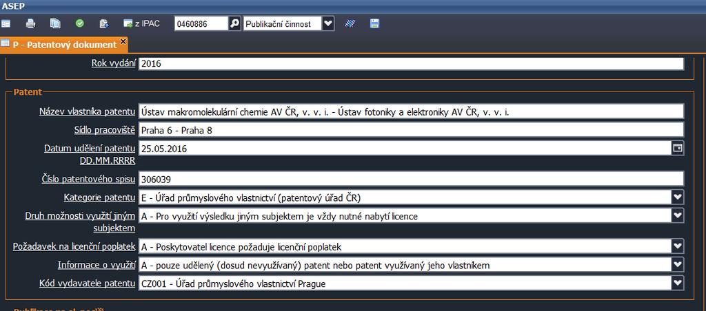 Elektronická adresa: Z důvodu ověřitelnosti výsledku je potřeba uvést vždy odkaz na jeho webové stránky (ONLINE databáze) nebo přímo na informace o patentu.