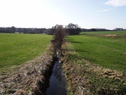 Vodní tok tak zde vymezuje hranici mezi lesními a zemědělskými pozemky. Od Pramene aţ k obci Vísky je zároveň koryto (resp.