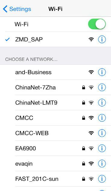 Zvolte síť s názvem ZMD_SAP a připojte se k ní. 6.