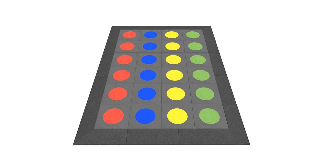 U hry TWISTER je dlažba pokládána na šachovnici, musí být tedy k podloží přilepena. Výška pádu EN1177 ŠACHY, DÁMA /EPDM 4000x4000x5 --- /EPDM + EPDM 360.00 kg SDD-/EPDM5-SH-MIX-005 4000x4000x35 1.