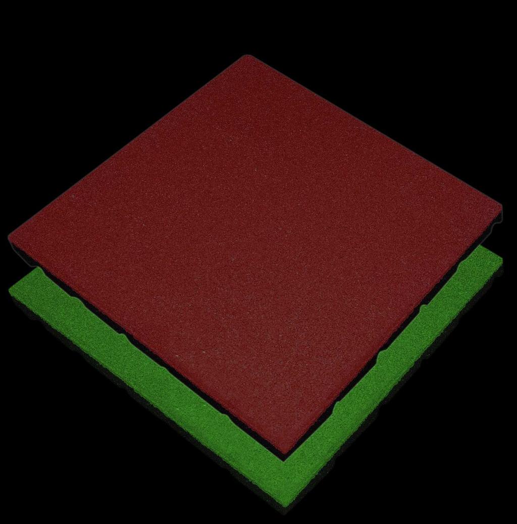 PRYŽOVÉ DESKY NA DĚTSKÁ HŘIŠTĚ PRYŽOVÁ DLAŽBA VE TVARU ČTVERCE 500x500x30 500x500x35 500x500x40 500x500x50 500x500x55 500x500x75 500x500x90 500x500x110 Výška pádu EN1177 1.0 m 1.0 m /EPDM 1.1 m 1.