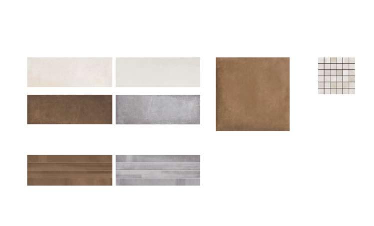 4 5 Next a mozaika, mrazuvzdorná, kalibrovaná Burlington dlažba, kalibrovaná obklad: Next Beige, Terra dekor: Next Concept Terra