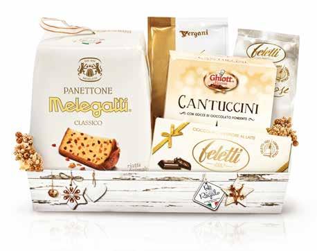 KOD 560019 Angelica KOD 560070 Gran Paradiso Obdélníkový kartonový podnos s tříbarevnou grafikou 1 x balení cukroví Virginia 80 g 1 x sklenička rajčatové omáčky s bazalkou Frutti del Casale 190 g 1 x