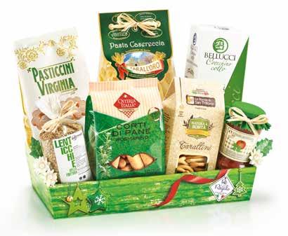 balení předvařené uzeniny Cotechino 250 g Dřevěný piknikový kufřík ručně vyplétaný 1 x balení sušenek cantuccini s brusinkami Ghiott 100 g 1 x džbánek paprik po selsku Bontaloro 285 g 1 x sklenička