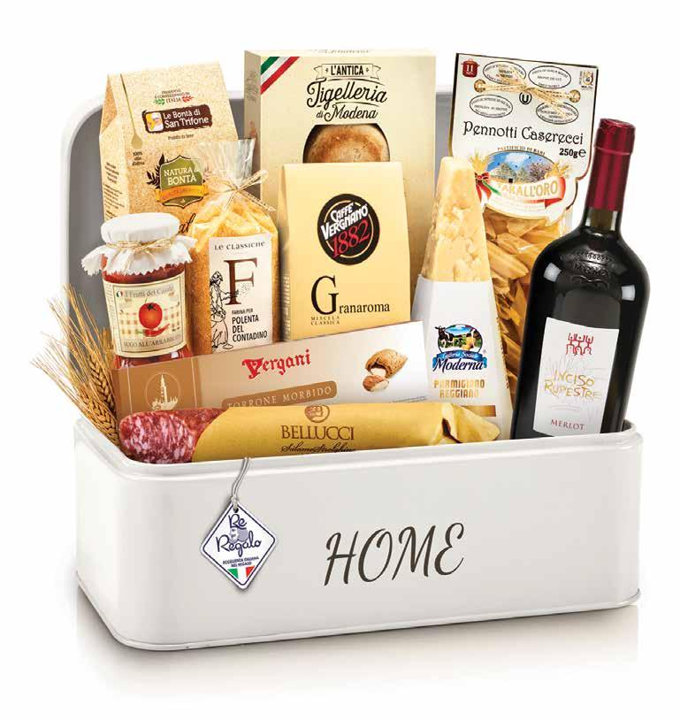 KOD 560086 Canossa Košík se železnou dekorací uvnitř potažený tkaninou 1 x sáček sušenek Cantuccini s kousky hořké čokolády Ghiott 100 g 1 x balíček směsi sušených hříbků s praváky ColDelBuono 15 g 1