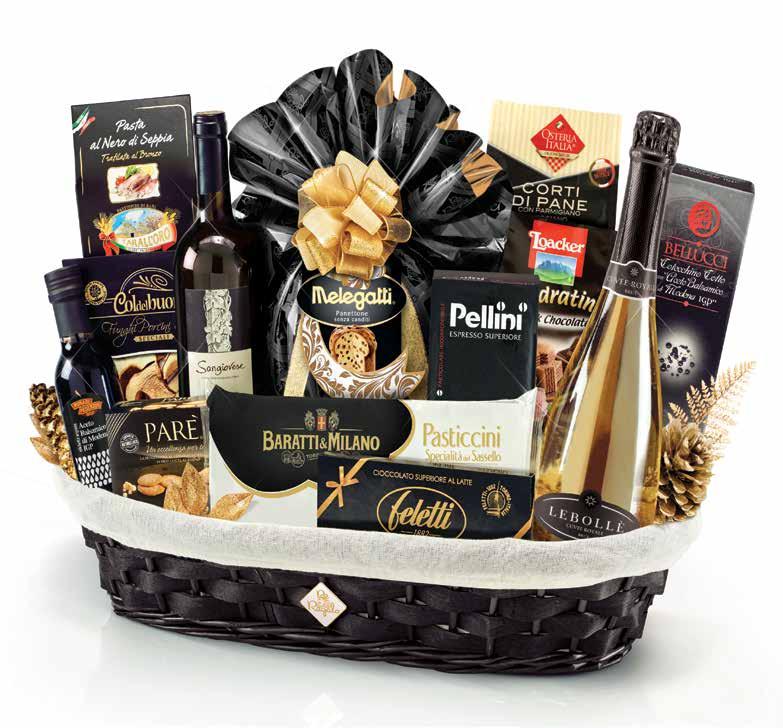 Corsini 125 g 1 x láhev červeného vína Merlot Inciso Rupestre 750 ml 1 x výseč 36 měsíčního parmezánu 250 g KOD 560112 Cesare Dřevěný kufřík bílé barvy ručně vyplétaný 1 x ručně balená bábovka