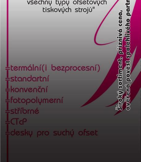 kompletů na jeden lom a čelní ořez hotových brožur.