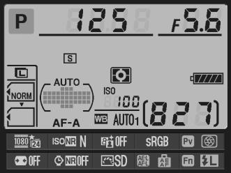 d9: Obrazovka informací Tlačítko G A Menu uživatelských funkcí Při použití výchozího nastavení Automaticky (AUTO) se barva písma na obrazovce informací (0 10) automaticky mění z černé na bílou, resp.