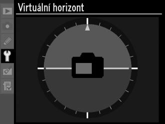 Virtuální horizont Tlačítko G B Menu nastavení Zobrazí virtuální horizont na základě informace ze snímače sklonu fotoaparátu.