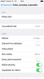 Nastavení e-mailu Zvolíte možnost Pošta,