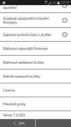 Záložka - Jiné Výběrovým políčkem Zobrazit panel Oblíbené položky po spuštění, nastavíte výpis oblíbených položek na úvodní stránce po startu aplikace.