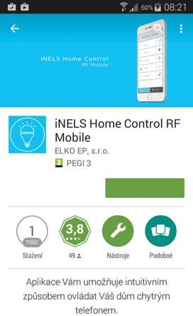 Úvod Aplikace ihc-marf (pro mobilní telefony s OS Android) jsou určeny k pohodlnému ovládání elektroinstalace RF Control pomocí Vašeho mobilního telefonu.