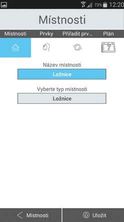 Záložka - Konfigurace Po kliknutí na záložku Konfigurace se dostanete do základního menu nastavení. Místnosti Do pole Název místnosti můžete uvést libovolný název (i s diakritikou).