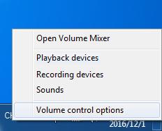 Vyberte volbu Volume control options (Možnosti