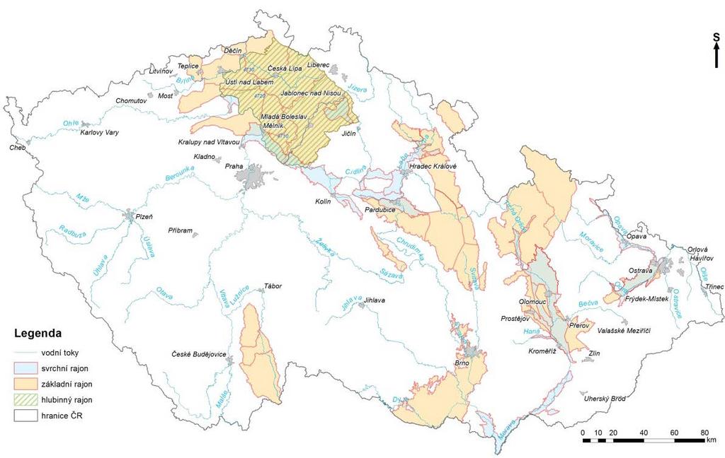 Detailně zhodnoceno 58 hydrogeologických rajonů odběry podzemní vody výrazně