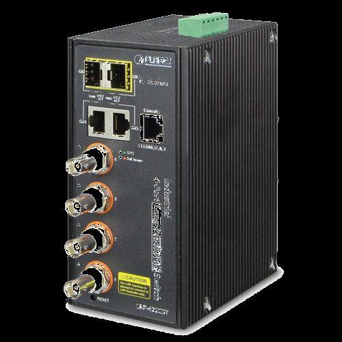 LRP-422CST Long Reach PoE průmyslový přepínč Průmyslový spravovatelný COAX PoE ethernet přepínač 8x