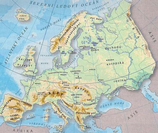 4. 10. EVROPA Břehy Evropy omývají dva oceány na severu Severní ledový oceán a na západě Atlantský oceán. Moře náležející k Severnímu ledovému oceánu jsou Bílé moře a Barentsovo moře.