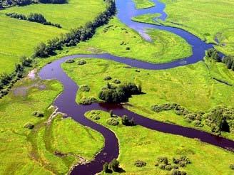 75 Rozdělení odtoku z území ČR s vyznačením podílu plochy odvodňované jednotlivými řekami. Většina našich řek u nás také pramení a z evropského hlediska patří spíše k menším vodním tokům.