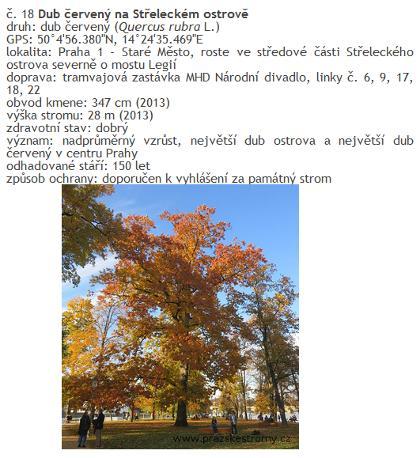 Informační zdroj web Pražské památné stromy listopad 2013 nová záložka Významné stromy obsahuje Databázi významných stromů Prahy (zpřístupnění od 26.11.