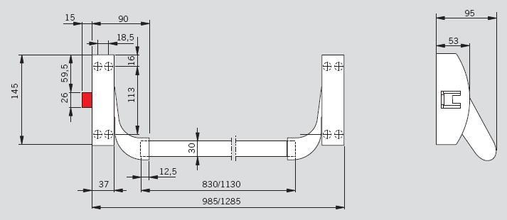 elox 3 116 6959 PHA 2104 vodorovné madlo 830mm (dveře do 1000mm) stř.elox 303 6958 PHA 2105 vodorovné madlo 1130mm (dveře do 1300mm) stř.elox 442 6963 PHX 04 svislá ovl.
