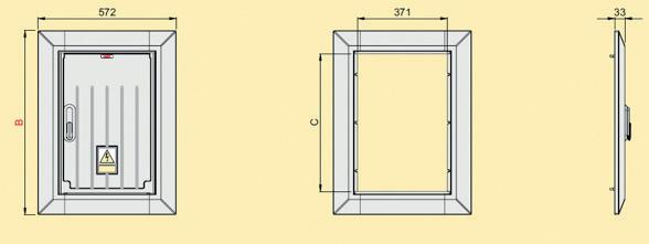 Ukončovací rám s dveřmi NOVINKA Popis konstrukce: Popis a použití ukončovacího rámu: je určený pro montáž do výklenku budov nebo
